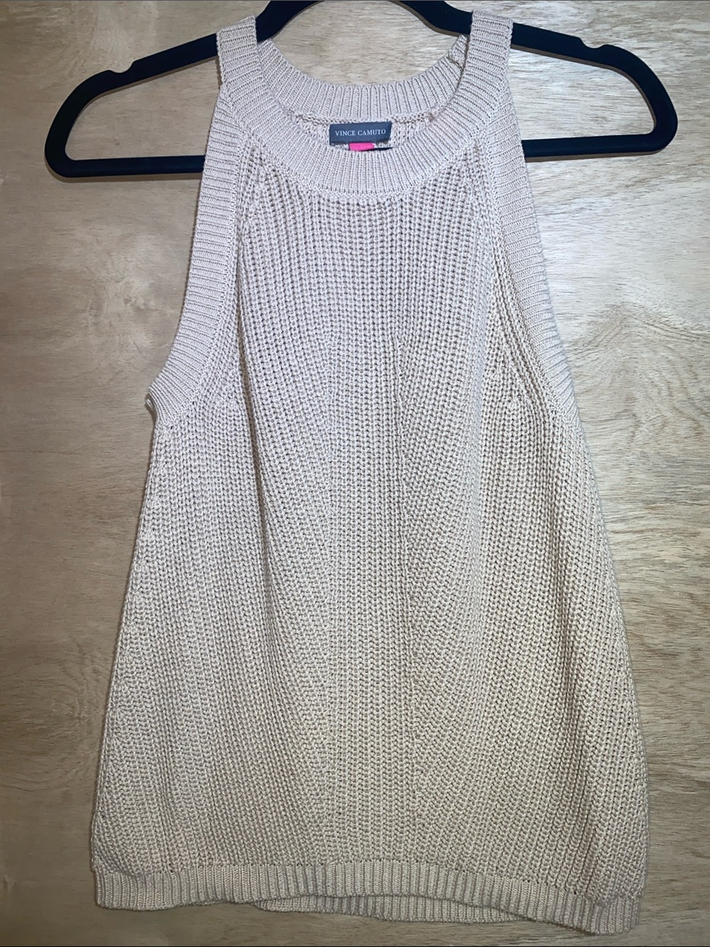 Vince‎ Camuto Neutral Taupe Knit Sleeveless Tank